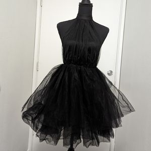 SOLD Black Tulle Halter Dress